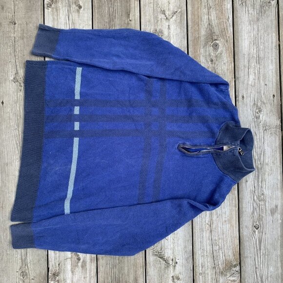 Vintage Burberry Quarter Zip Sweater Medium Blue - Picture 8 of 10